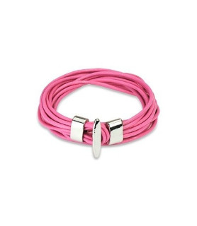 Multistring Pinkfarvet læderarmbånd
