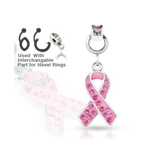 Ad-on-Charm til  navlepiercinger - "awareness" pink tørklæde 