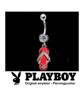  Playboy™ navlepiercing med lækker rød party-sandal 
