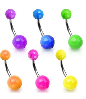 Discoball navlepiercing 10 farver også med kort stav
