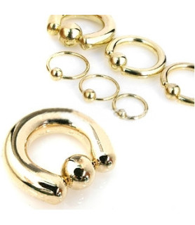 14K guldbelagt Closure-ball piercing ring - Mange str.