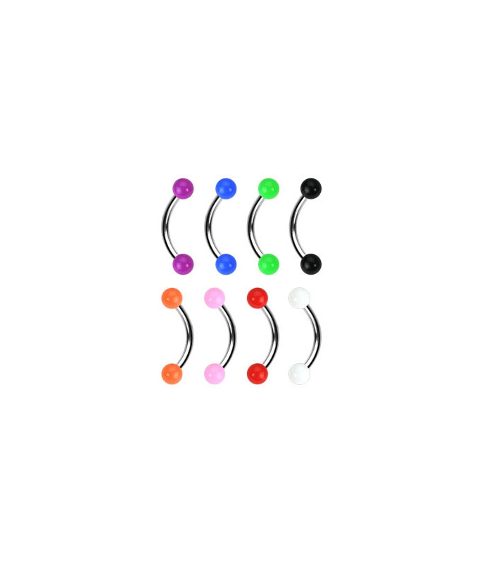 Øjenbrynspiercing med gennemfarvede kugler 8 forskellige farver