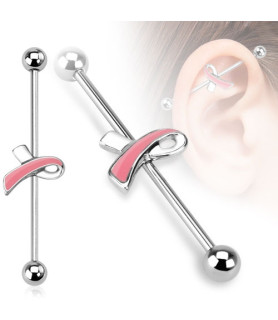 Pink Awareness industrial piercing-smykke til øret