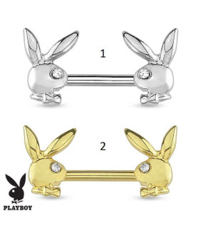 Playboy Brystpiercingsmykke med 2 Kaniner 