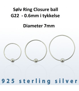 Sølv Ring Closure ball G22 Dia. 7 mm.