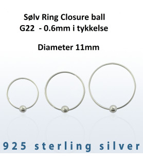 Sølv Ring Closure ball G22 Dia. 7 mm.