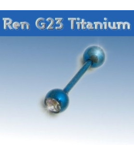 Elegant tungepiercing blå anodiseret Titanium med klar Zircon