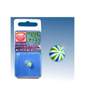 Fake tungepiercing Blå, Hvid, Grøn beachball