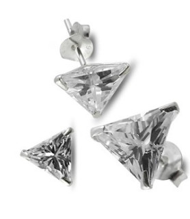 Øresticker i sølv - triangle Zirconia