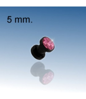 Pink øreplug piercing 5 mm