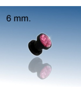 Pink øreplug piercing 6 mm