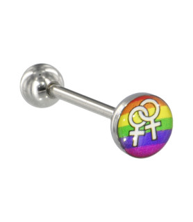 Tungepiercing med logo "Gay Pride" Kvindetegn