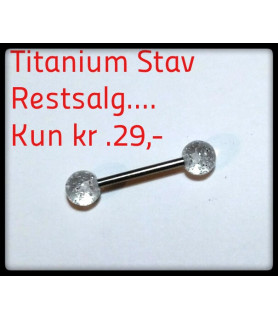 Titanium Tungepiercing med Klare glimmerkugler