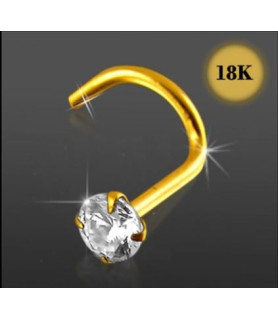 Ægte 18 Karats Næseskrue med Zirconia