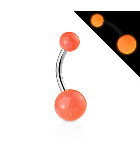 Navle piercing med 2 orange akryl kugler