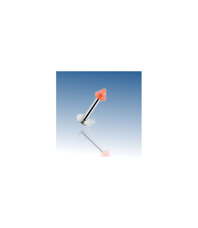 Labret - læbepiercing med Orange akryl cone