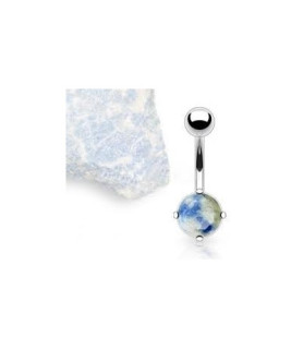Navlepiercing med ægte blå/grå lapiz lazuli sten